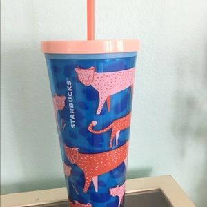 Starbucks tumbler cheetah pink & blue NEVER USED!